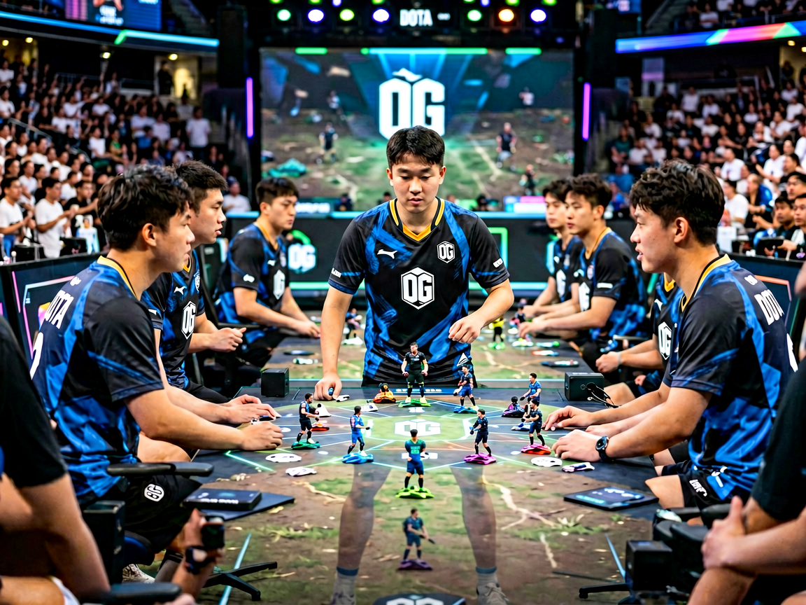 DOTA2 TI亚太区资格赛现场，OG战队选手正在比赛中